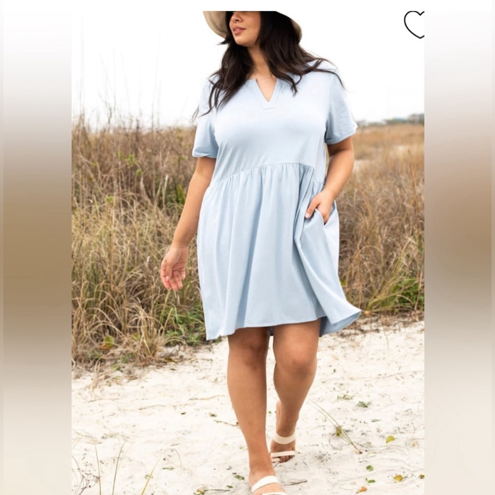 NWT Able Sandra Swing Color Blue Fog Dress XS Supima Cotton Modal Blend